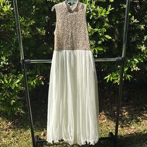 Cream and White Pleated Sundress for Weddings